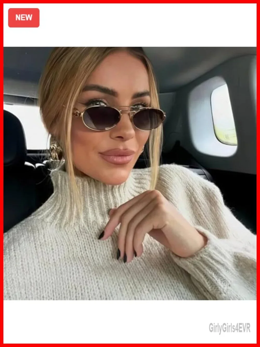 Retro Gold Metal Oval 90s Sunglasses for Women Small Chic UV400